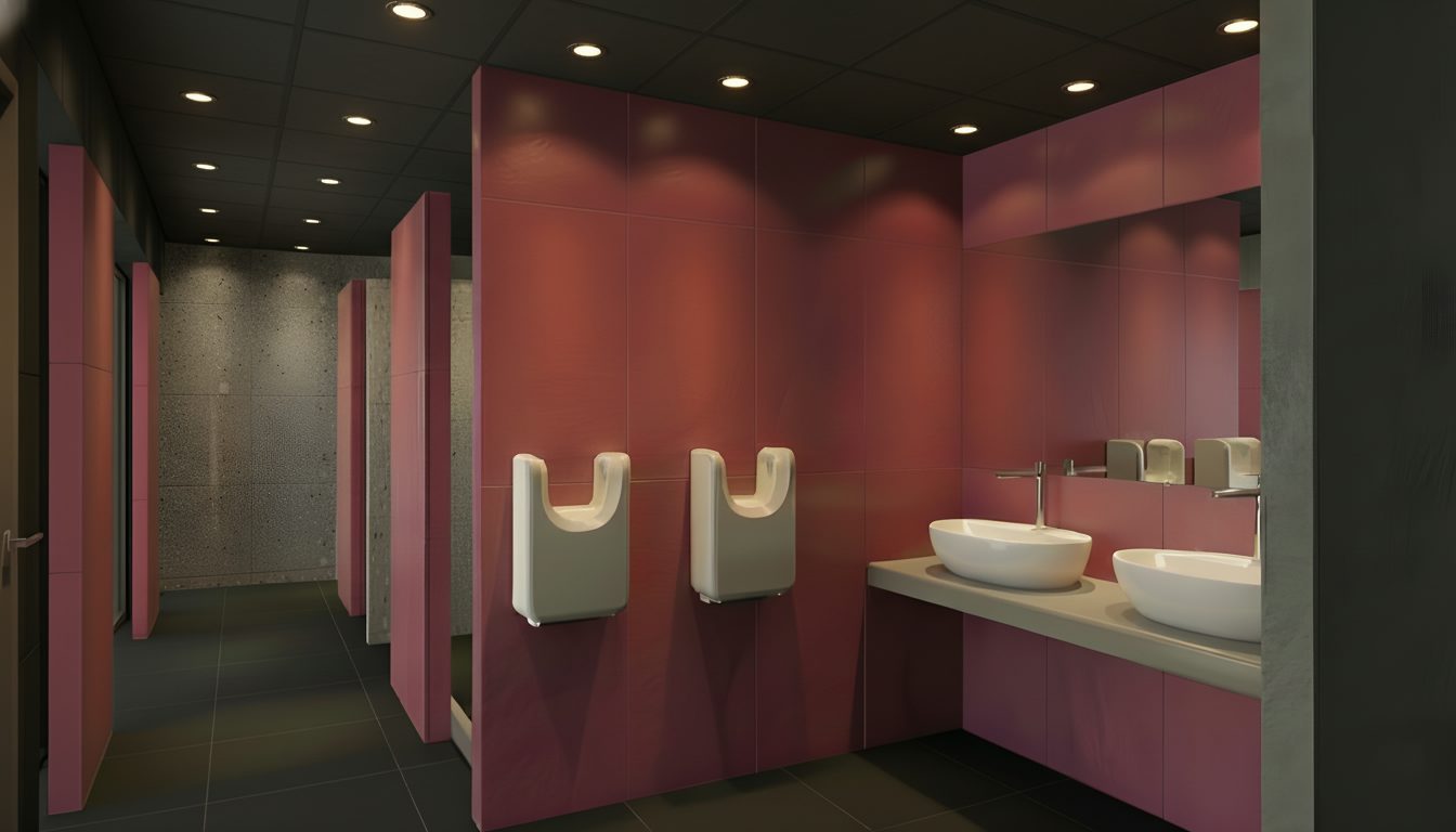 Area lavabi con specchi retroilluminati